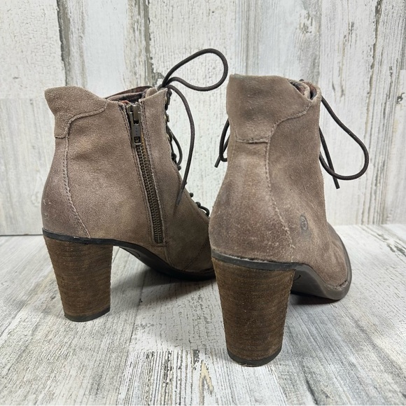Born Taupe Tan Suede Lace-Up Ankle Boots with Block Heel #569 - Picture 9 of 12